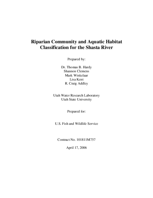 (PDF) Riparian Community and Aquatic Habitat Classification for the ...