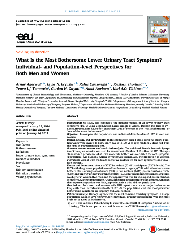 (PDF) What Is the Most Bothersome Lower Urinary Tract Symptom ...