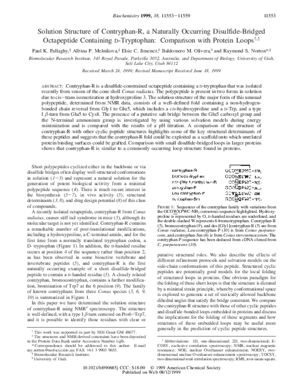 (PDF) Solution Structure of Contryphan-R, a Naturally Occurring ...