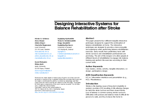 (PDF) Designing Interactive Systems for Balance Rehabilitation after Stroke
