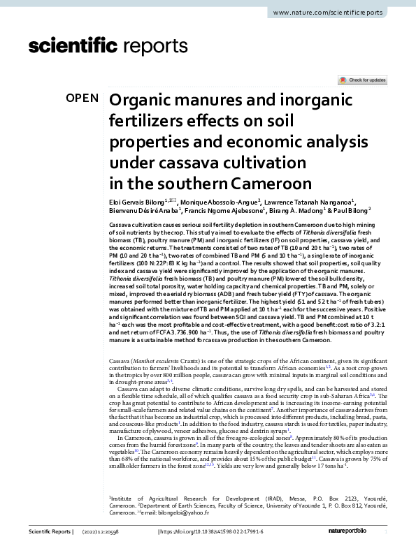 (PDF) Organic manures and inorganic fertilizers effects on soil ...