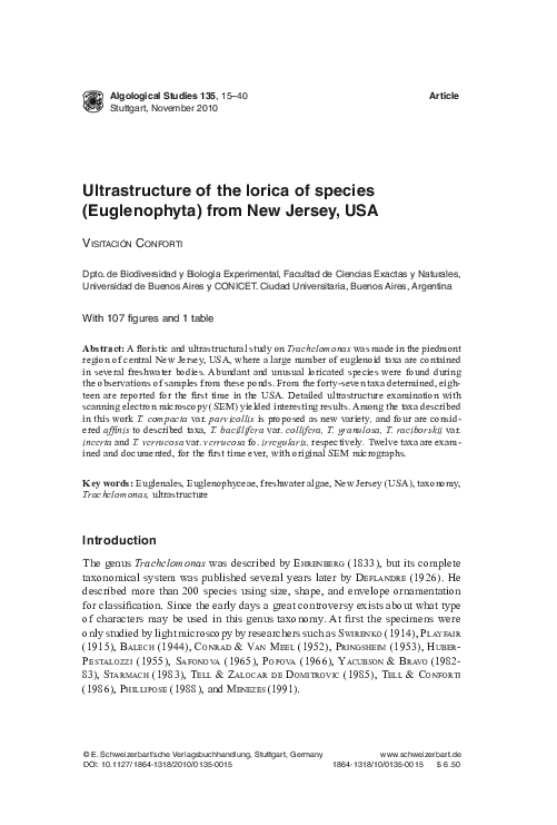 (PDF) Ultrastructure of the lorica of Trachelomonas species ...