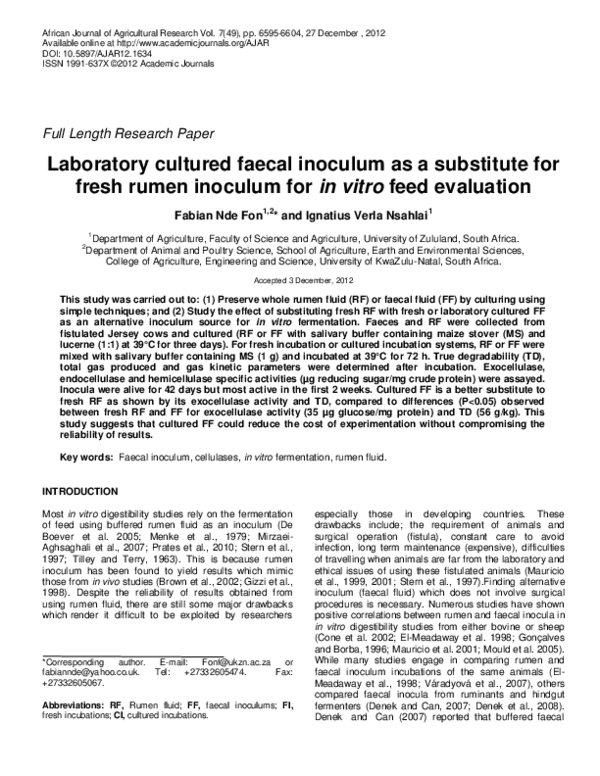 (PDF) Laboratory cultured faecal inoculum as a substitute for fresh ...