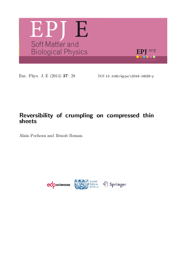 (PDF) Reversibility of crumpling on compressed thin sheets