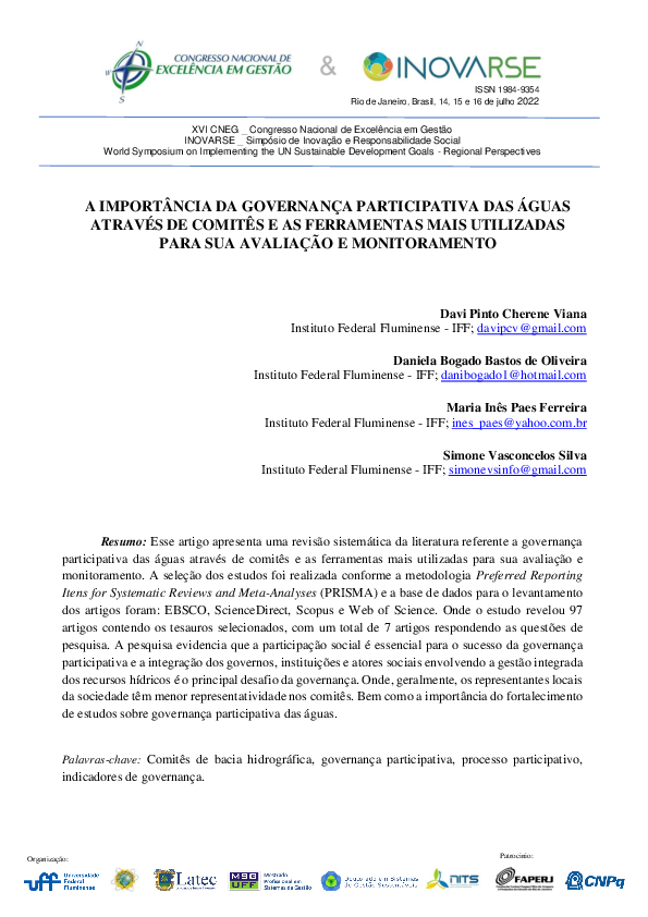 (PDF) A Importância Da Governança Participativa Das Águas Através De ...