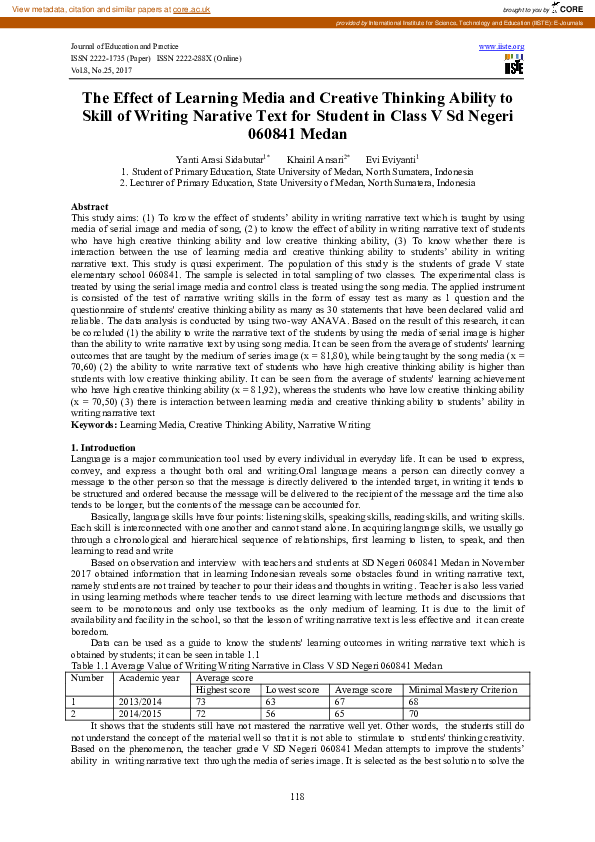(PDF) The Effect of Learning Media and Creative Thinking Ability to ...