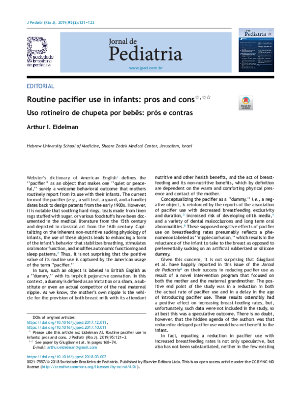 (PDF) Routine pacifier use in infants: pros and cons