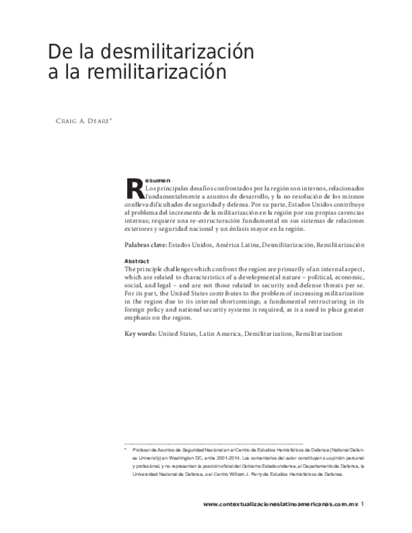 (PDF) De la desmilitarización a la remilitarización