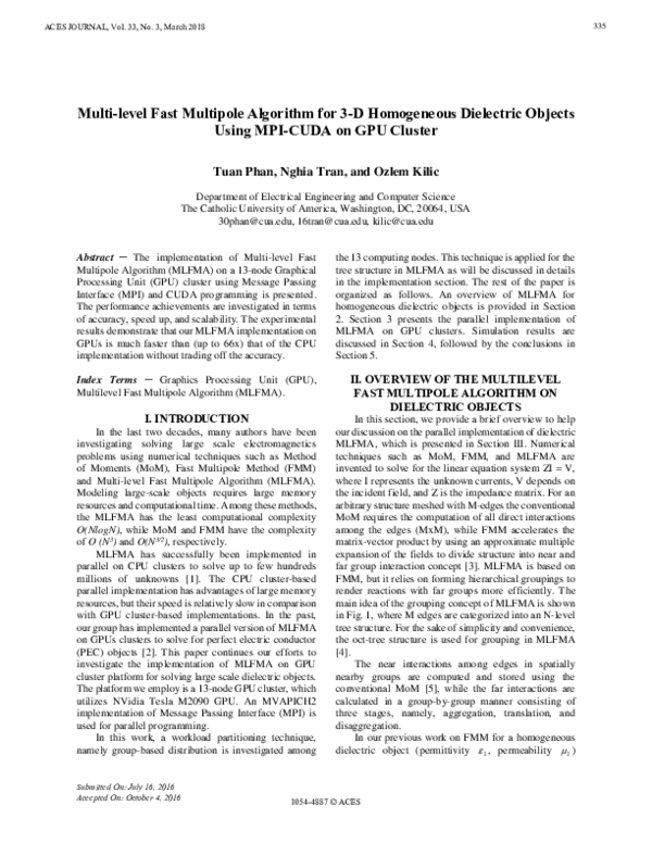 (PDF) Multi-level Fast Multipole Algorithm for 3-D Homogeneous ...