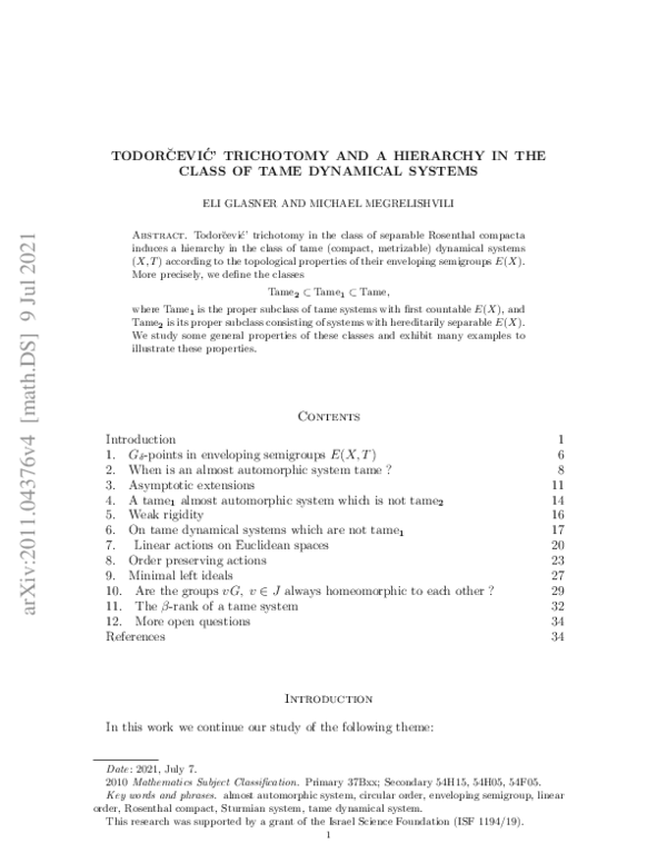 (PDF) Todorc̆ević’ trichotomy and a hierarchy in the class of tame ...