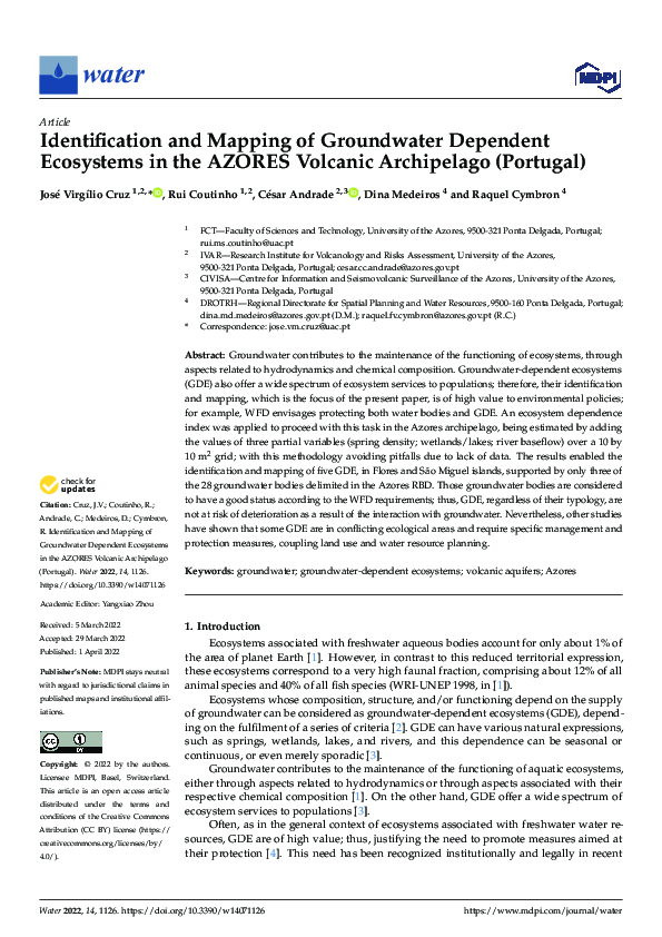(PDF) Identification and Mapping of Groundwater Dependent Ecosystems in ...