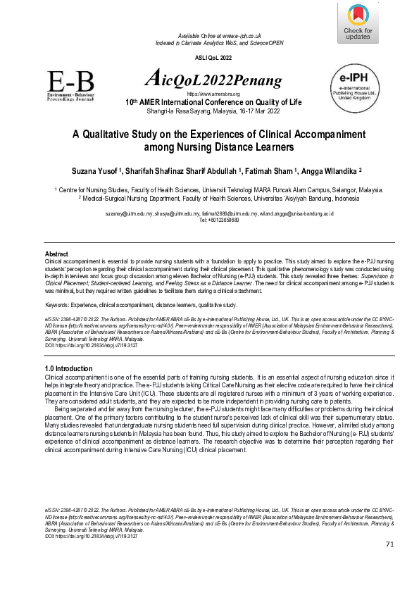 (PDF) A Qualitative Study on the Experiences of Clinical Accompaniment ...