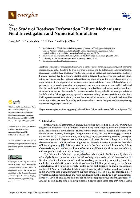(PDF) Case Study of Roadway Deformation Failure Mechanisms: Field ...