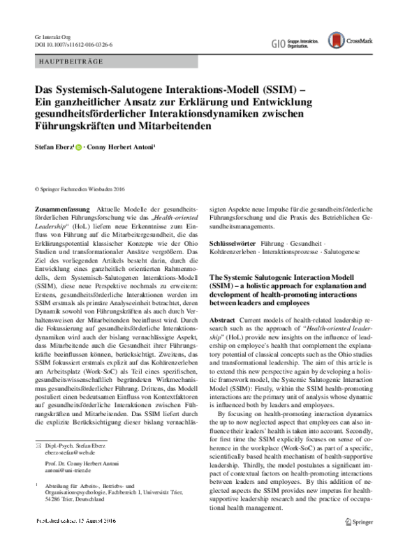 (PDF) Das Systemisch-Salutogene Interaktions-Modell (SSIM) – Ein ...