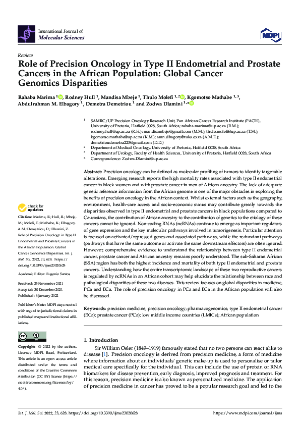 (PDF) Role of Precision Oncology in Type II Endometrial and Prostate ...