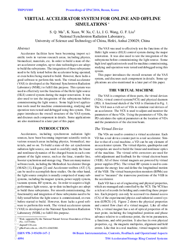 (PDF) Virtual Accelerator System for Online and Offline Simulations