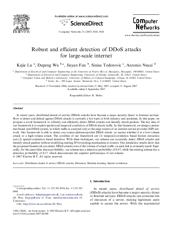 (PDF) Robust and efficient detection of DDoS attacks for large-scale ...
