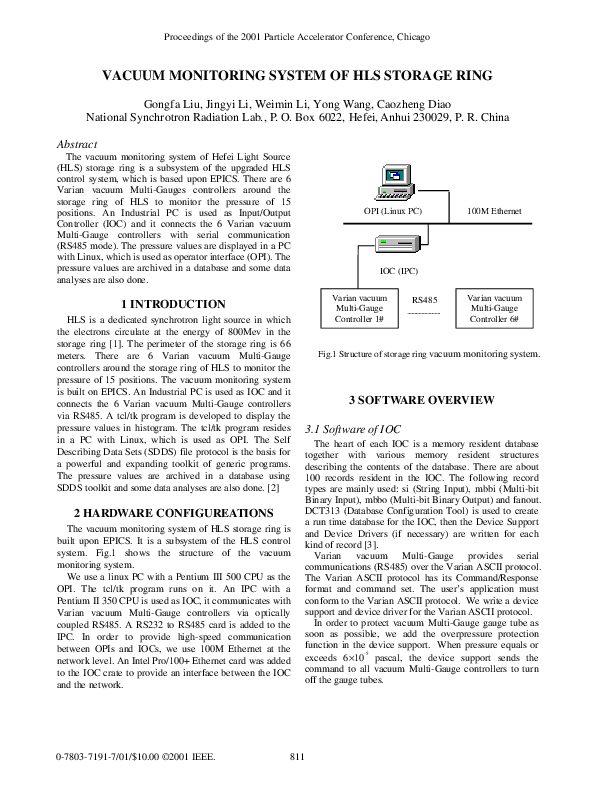 (PDF) Vacuum monitoring system of HLS storage ring gongfa liu