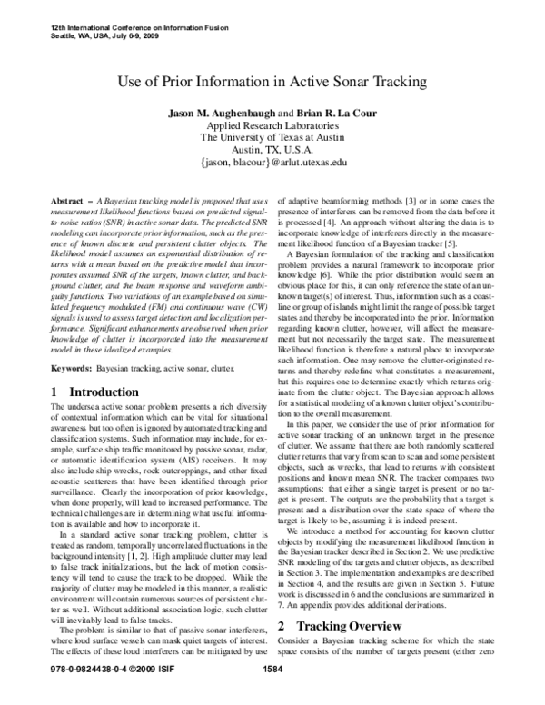 (PDF) Use of prior information in active sonar tracking
