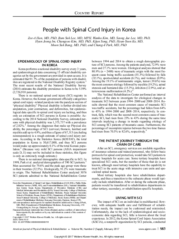 (PDF) People with Spinal Cord Injury in Korea