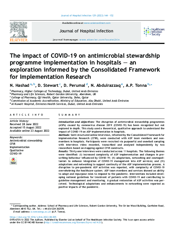 (PDF) The impact of COVID-19 on antimicrobial stewardship programme ...