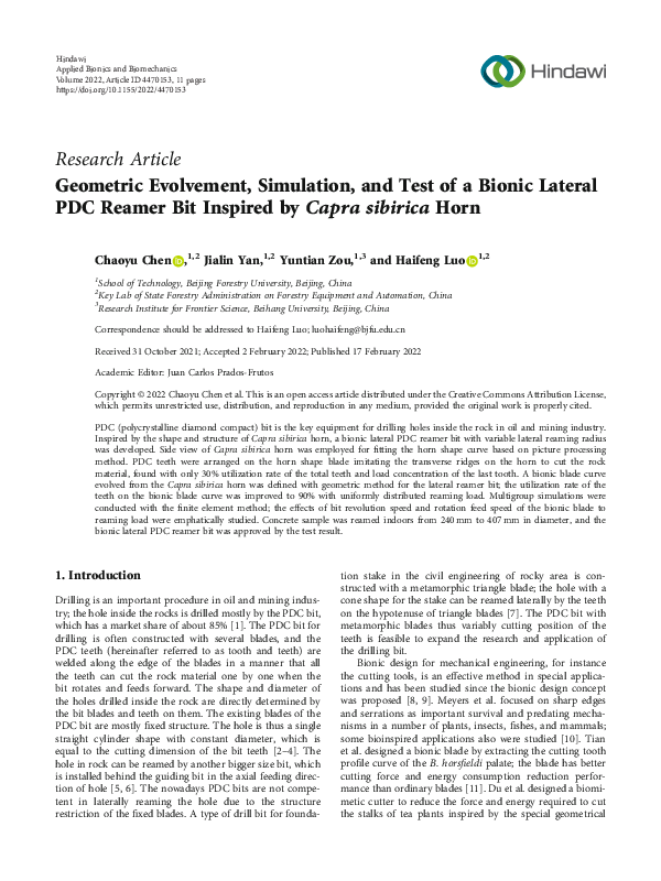 (PDF) Geometric Evolvement, Simulation, and Test of a Bionic Lateral ...