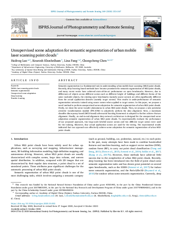 (PDF) Unsupervised scene adaptation for semantic segmentation of urban ...
