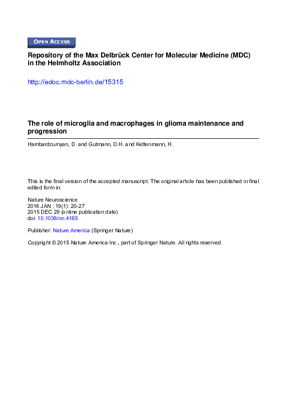 (PDF) The role of microglia and macrophages in glioma maintenance and ...