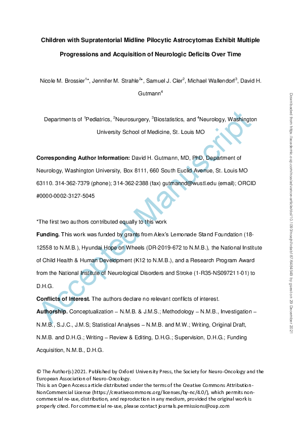(PDF) Children with Supratentorial Midline Pilocytic Astrocytomas ...