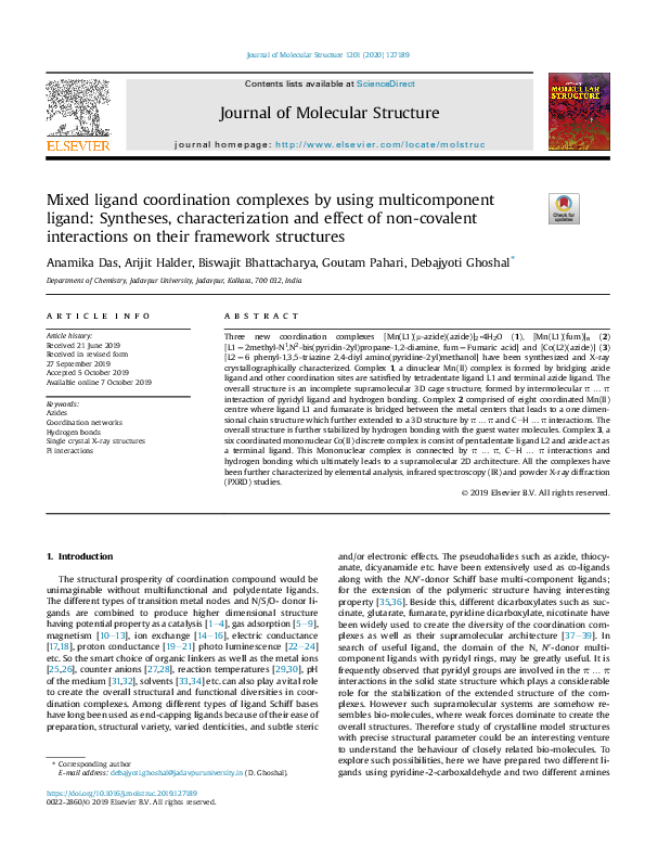 (PDF) Mixed ligand coordination complexes by using multicomponent ...
