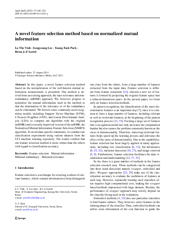 (PDF) A novel feature selection method based on normalized mutual ...