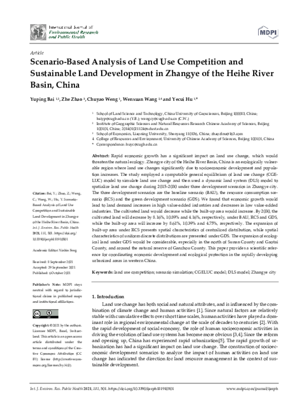(PDF) Scenario-Based Analysis of Land Use Competition and Sustainable ...