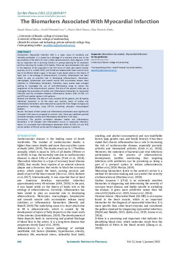 (PDF) The Biomarkers Associated With Myocardial Infarction