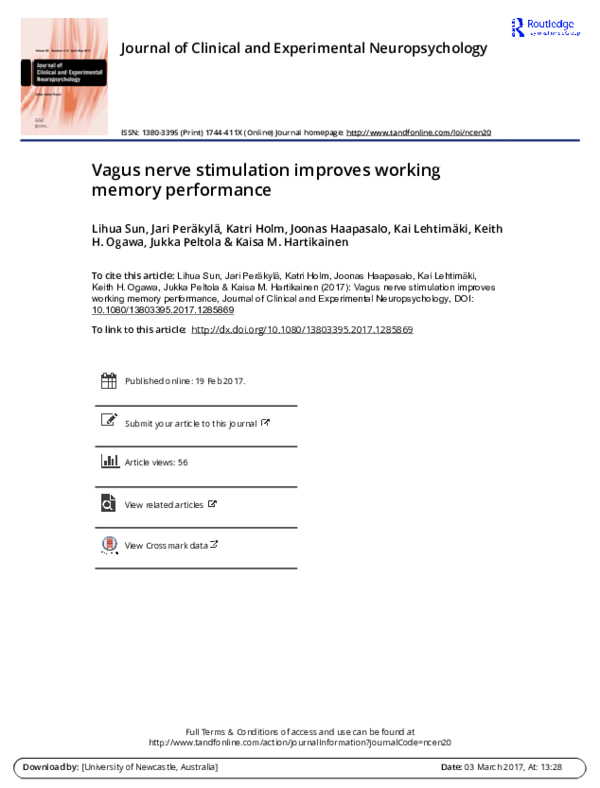 (PDF) Vagus nerve stimulation improves working memory performance