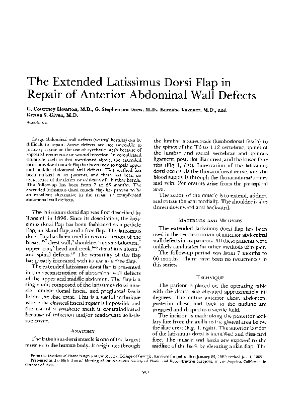 (PDF) The Extended Latissimus Dorsi Flap in Repair of Anterior ...