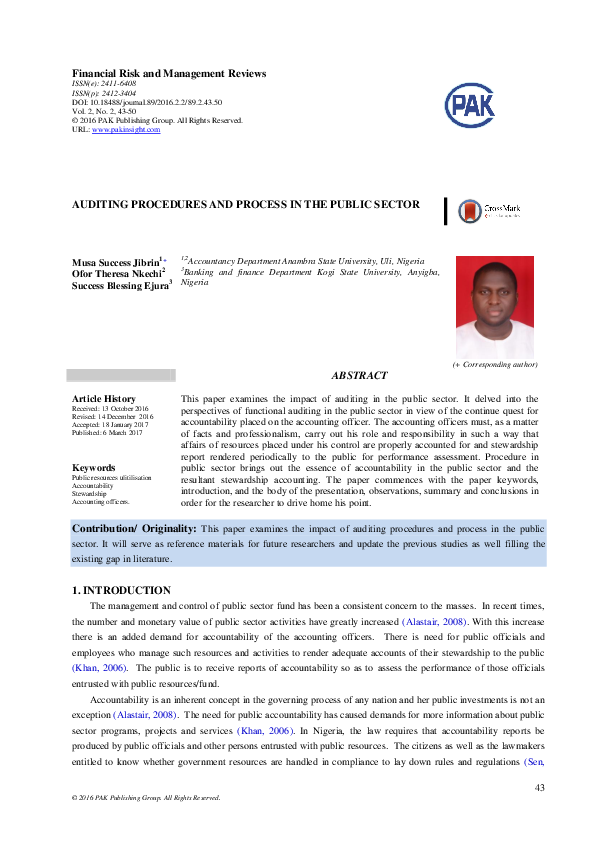 (PDF) Auditing Procedures and Process in the Public Sector