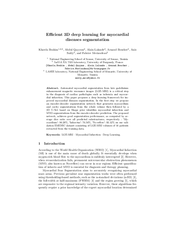 (PDF) Efficient 3D Deep Learning for Myocardial Diseases Segmentation