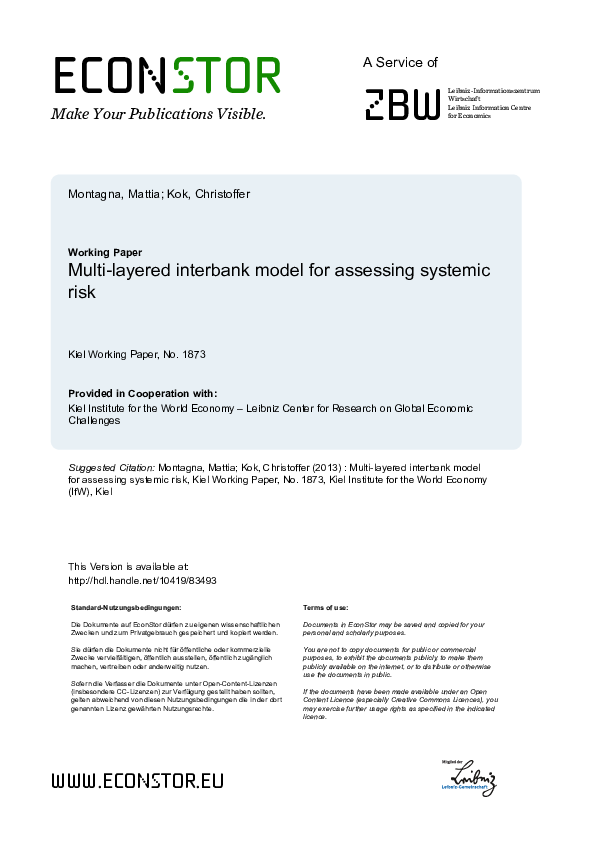 (PDF) Multi-Layered Interbank Model For Assessing Systemic Risk