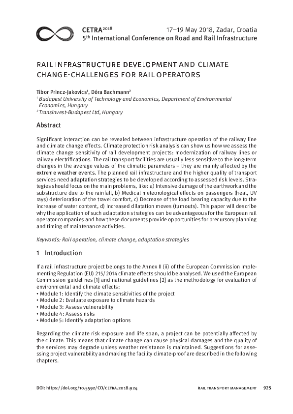 (PDF) Rail infrastructure development and climate change - challenges ...