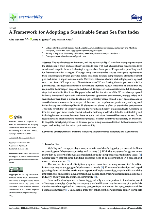 (PDF) A Framework for Adopting a Sustainable Smart Sea Port Index