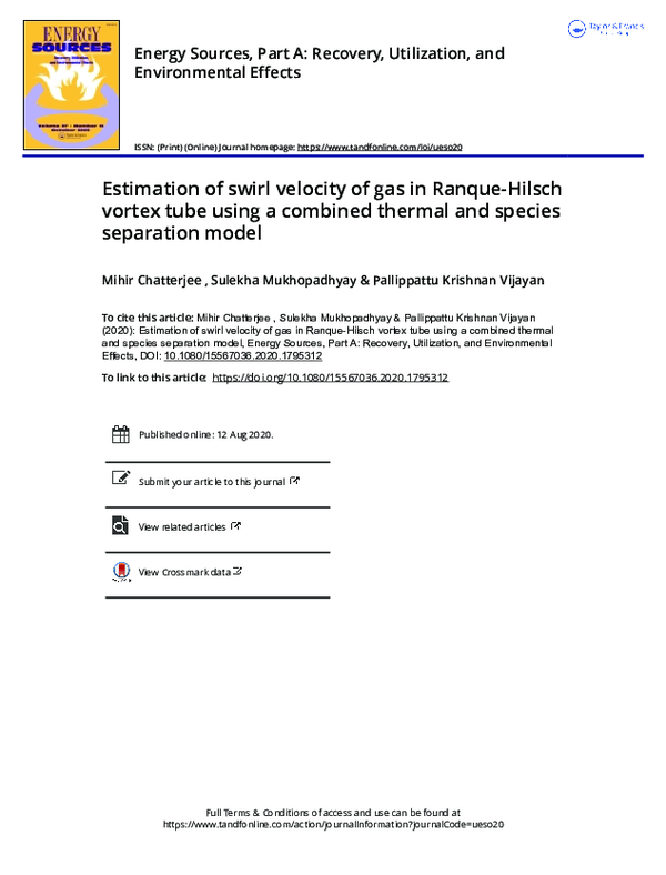 (PDF) Estimation of swirl velocity of gas in Ranque-Hilsch vortex tube ...