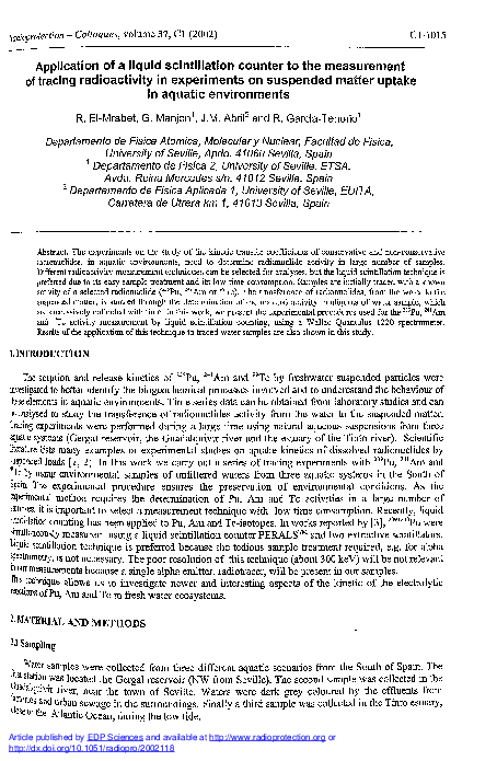 (PDF) Application of a liquid scintillation counter to the measurement ...