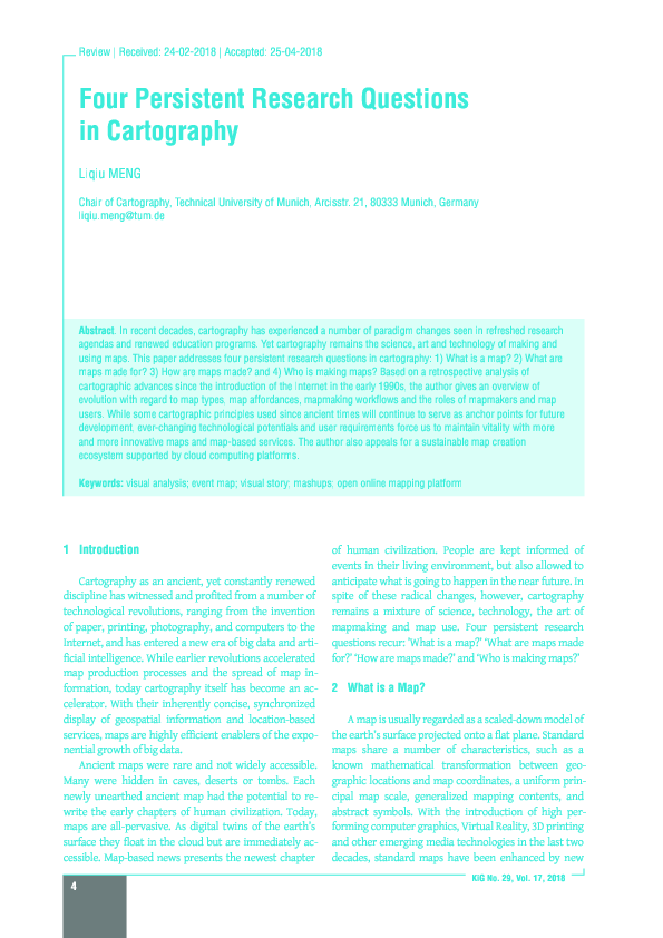 (PDF) Four Persistent Research Questions in Cartography