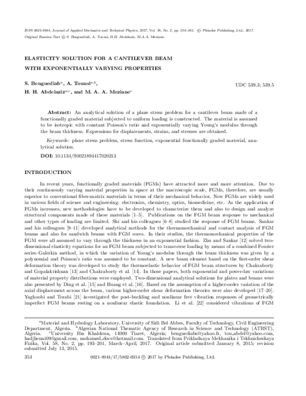 (PDF) Elasticity Solution for a Cantilever Beam with Exponentially ...