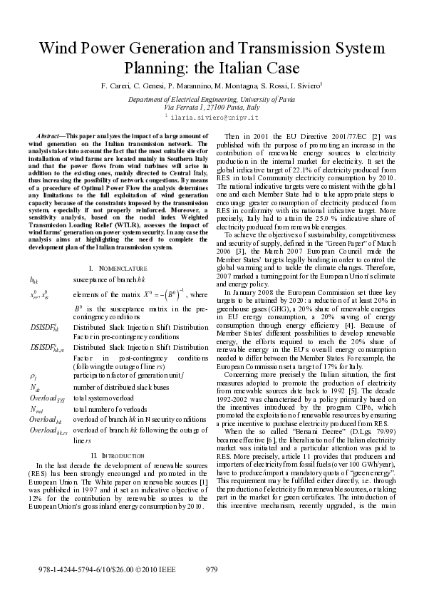 (PDF) Wind power generation and transmission system planning: the ...