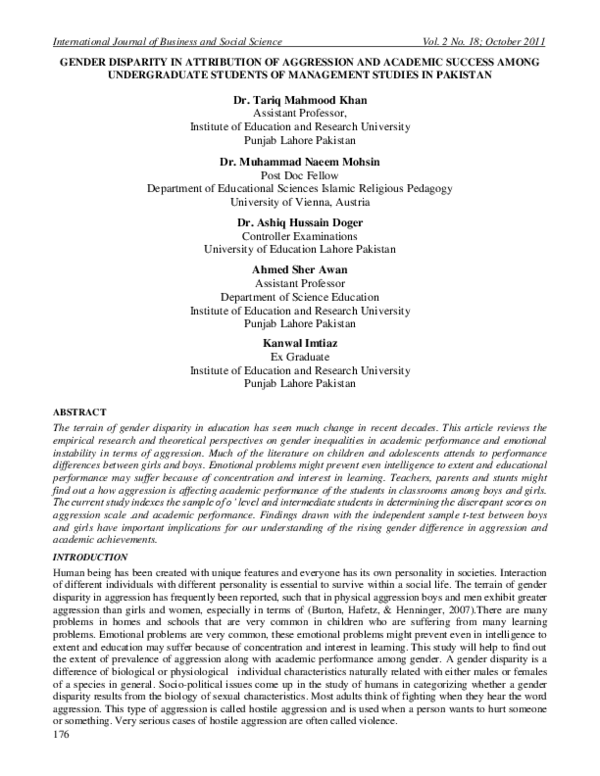 (PDF) Gender Disparity in Attribution of Aggression and Academic ...