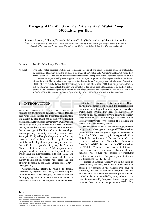(PDF) Design and Construction of a Portable Solar Water Pump 3000 ...