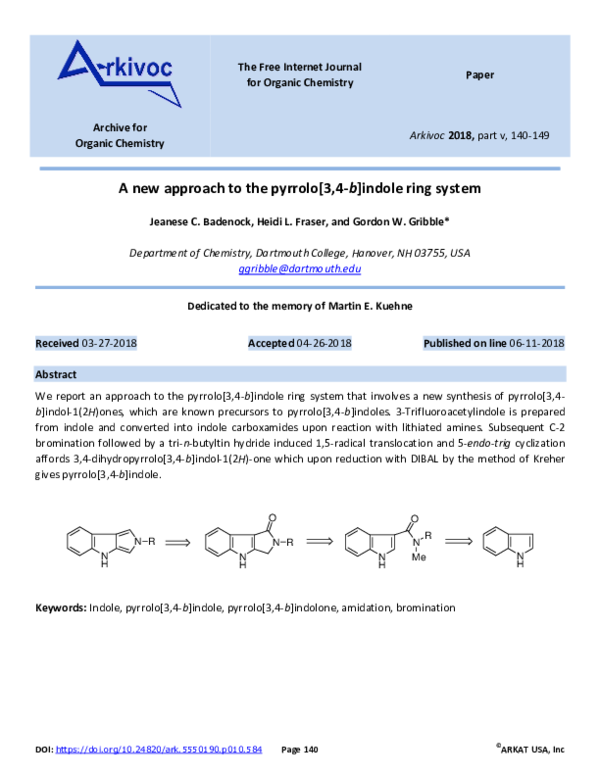 (PDF) A new approach to the pyrrolo[3,4-b]indole ring system