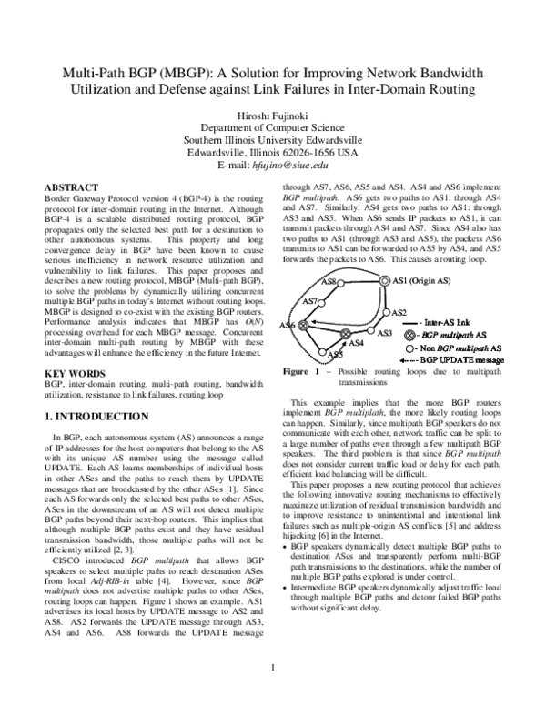 (PDF) Multi-path BGP (MBGP): A solution for improving network bandwidth ...