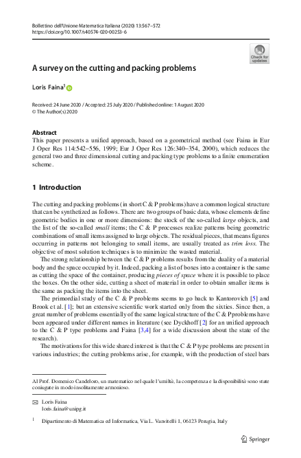 (PDF) A survey on the cutting and packing problems